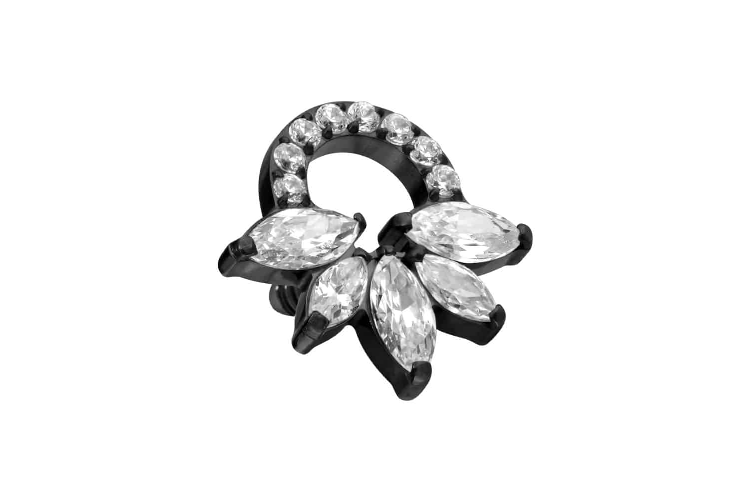 Titan Schraubaufsatz mit Außengewinde KRISTALLRASSEL von Piercingline